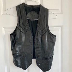 Genuine Vintage Black Leather Vest